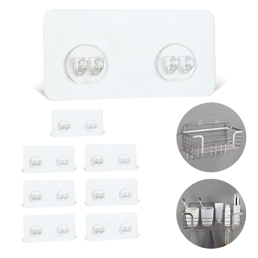 8 Pack Shower Caddy Adhesive Hooks Replacement for Bathroom Shower Caddy