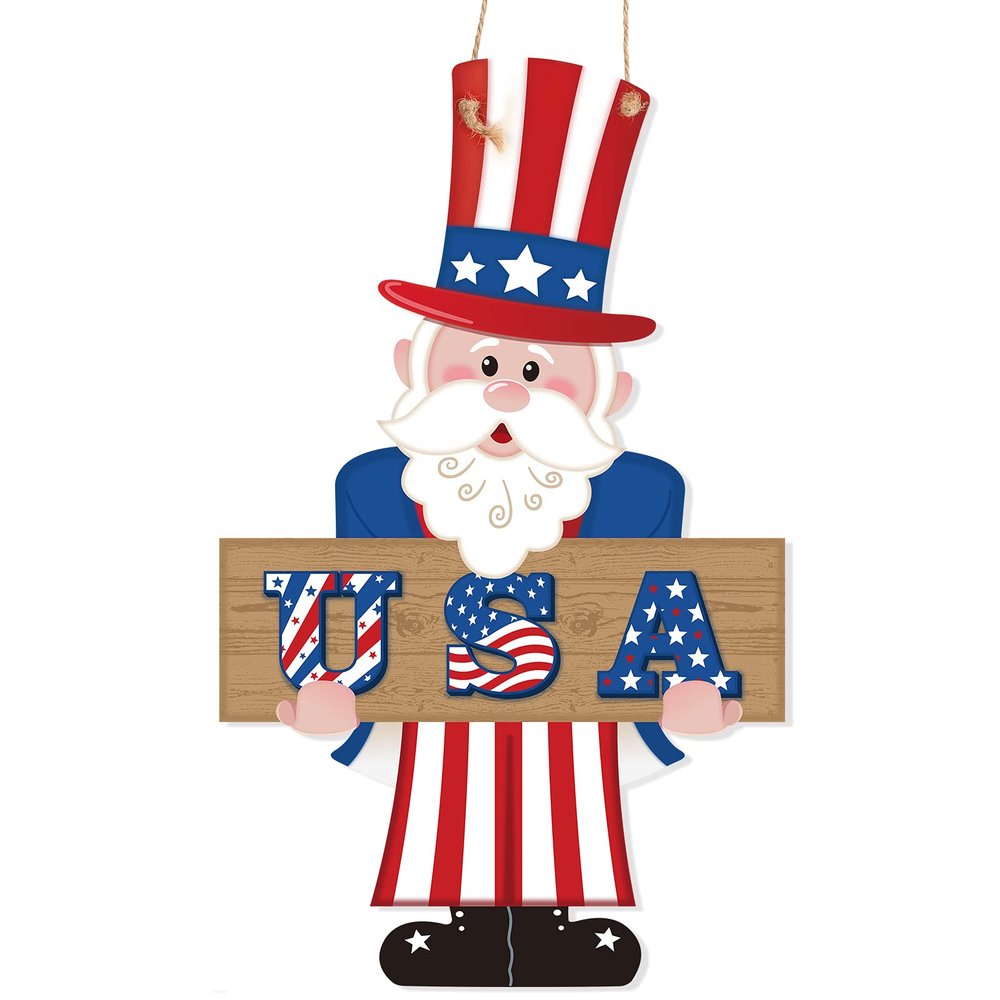 Jetec 4th of July Wooden Decoration Hanging Door Sign,Amiable Style