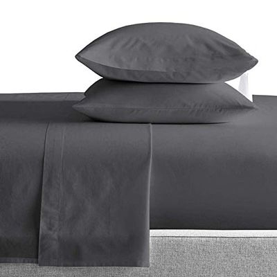 Kamas King Sheet Sets 4 Pieces 800 Thread Count Egyptian Cotton, Sateen Weave Cotton for Soft & Silky Feel, Fits Mattress Up to 18'' Deep Pocket (King- 4 PC Sheet Sets, Dark Grey)