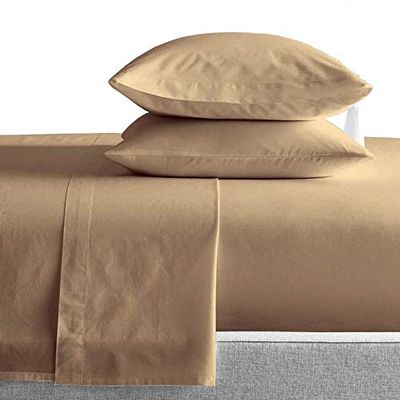 Kamas King Sheet Sets 4 Pieces 800 Thread Count Egyptian Cotton, Sateen Weave Cotton for Soft & Silky Feel, Fits Mattress Up to 18'' Deep Pocket (King- 4 PC Sheet Sets, Taupe)