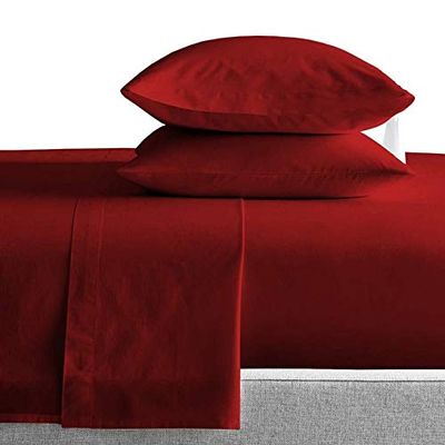 Kamas Cal.King Sheet Sets 4 Pieces 800 Thread Count Egyptian Cotton, Sateen Weave Cotton for Soft & Silky Feel, Fits Mattress Up to 18'' Deep Pocket (California King- 4 PC Sheet Sets, Burgundy)