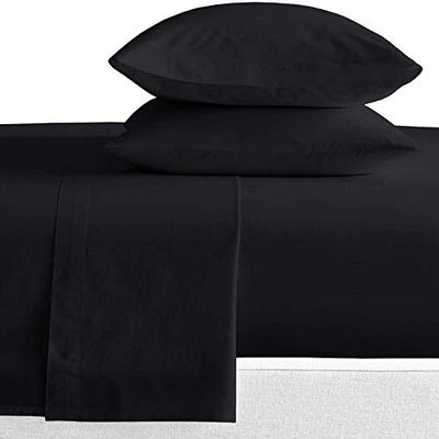 Kamas King Sheet Sets 4 Pieces 800 Thread Count Egyptian Cotton, Sateen Weave Cotton for Soft & Silky Feel, Fits Mattress Up to 18'' Deep Pocket (King- 4 PC Sheet Sets, Black)