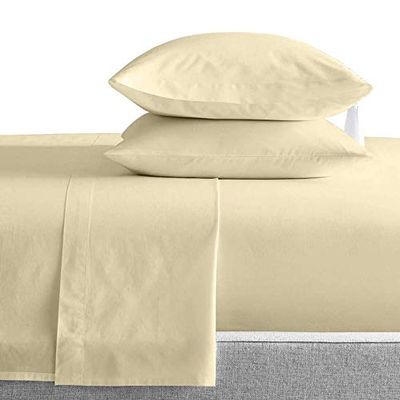 Kamas King Sheet Sets 4 Pieces 800 Thread Count Egyptian Cotton, Sateen Weave Cotton for Soft & Silky Feel, Fits Mattress Up to 18'' Deep Pocket (King- 4 PC Sheet Sets, Old Ivory)