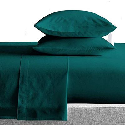 Kamas King Sheet Sets 4 Pieces 800 Thread Count Egyptian Cotton, Sateen Weave Cotton for Soft & Silky Feel, Fits Mattress Up to 18'' Deep Pocket (King- 4 PC Sheet Sets, Teal Green)