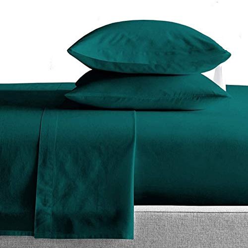 Kamas King Sheet Sets 4 Pieces 800 Thread Count Egyptian Cotton, Sateen Weave Cotton for Soft & Silky Feel, Fits Mattress Up to 18'' Deep Pocket (King- 4 PC Sheet Sets, Teal Green)