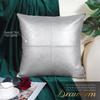 BRAWARM Faux Leather Throw Pillow Covers 16 X 16 Inches, Silver Leather Pillow Cover, Hand Stitched Leather Decorative Pillow Cover for Couch Sofa Bed Living Room Home Garden view 2