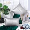 BRAWARM Faux Leather Throw Pillow Covers 16 X 16 Inches, Silver Leather Pillow Cover, Hand Stitched Leather Decorative Pillow Cover for Couch Sofa Bed Living Room Home Garden view 3