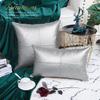 BRAWARM Faux Leather Throw Pillow Covers 16 X 16 Inches, Silver Leather Pillow Cover, Hand Stitched Leather Decorative Pillow Cover for Couch Sofa Bed Living Room Home Garden view 4