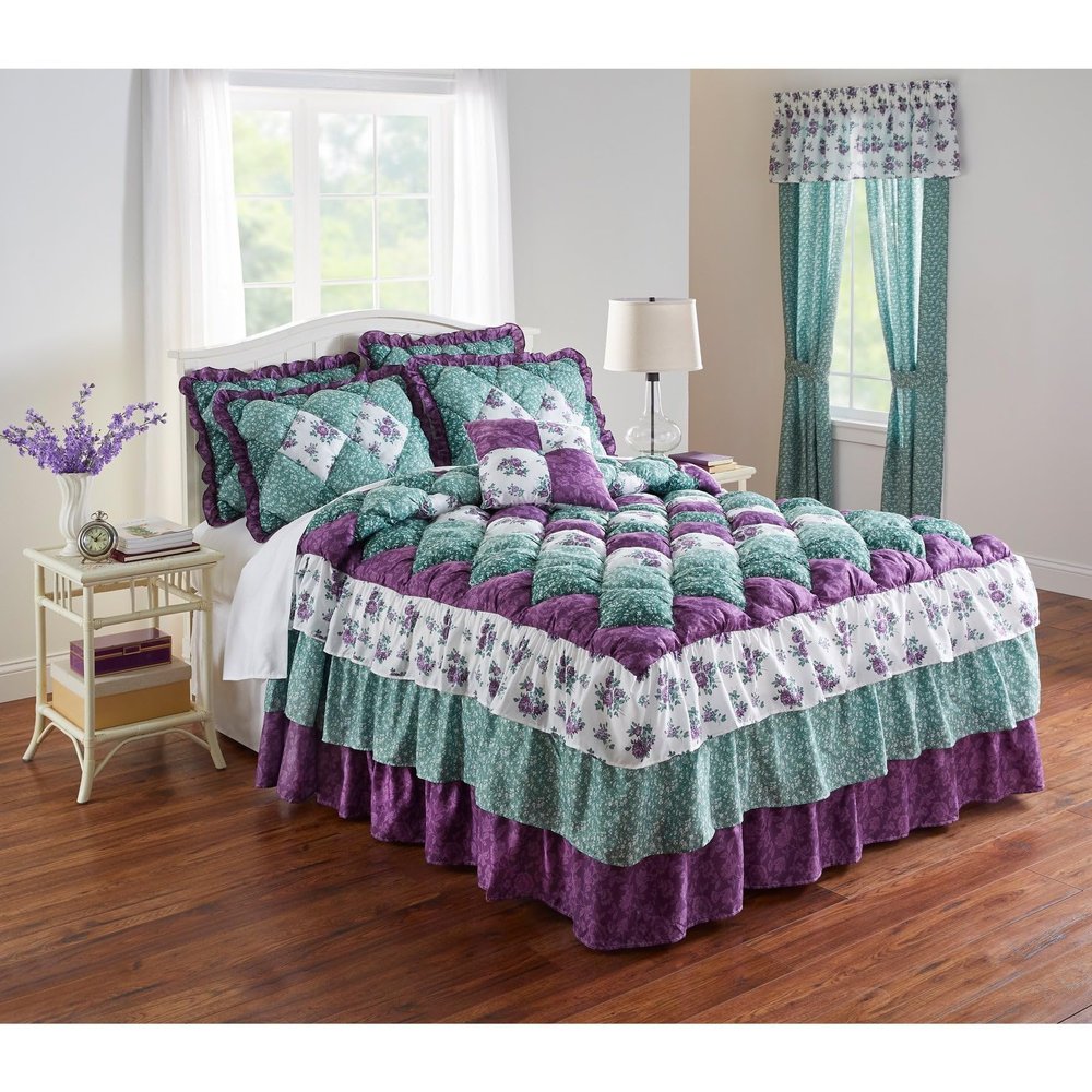 BrylaneHome Alexis Bedspread - Full, Lilac Sage