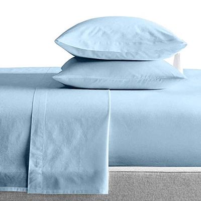 Kamas Cal.King Sheet Sets 4 Pieces 800 Thread Count Egyptian Cotton, Sateen Weave Cotton for Soft & Silky Feel, Fits Mattress Up to 18'' Deep Pocket (California King- 4 PC Sheet Sets, Sky Blue)