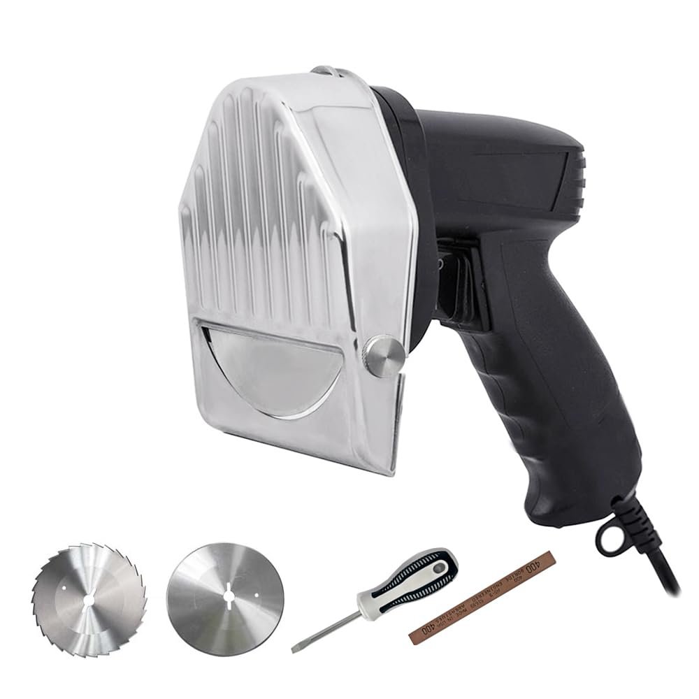 Chef Prosentials Electric Gyro Cutter & Shawarma Meat Slicer Machine With 2 pcs Stainless Steel Blades, 0-8mm Adjustable Thickness 4/100mm Blade,Commercial Turkish Kebab Knife Slicer Cutting Tool