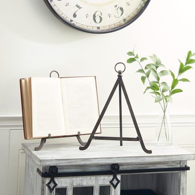 Deco 79 Metal Display Easel Tabletop Easel with Foldable Stand, Set of 2 Display Stand 13", 15"H, Bronze