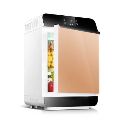 HELOU Mini Fridge 28 Liter/40 Can Skincare Fridge for Bedroom - with Upgraded Temperature Control Panel - AC/12V DC Thermoelectric Portable Cooler and Warmer