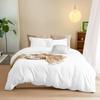 Luxurious 550 Thread Count Organic Cotton 3-PCs Duvet Cover Set with Button Closure, Full/Queen, White Solid view 1