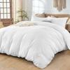 Luxurious 550 Thread Count Organic Cotton 3-PCs Duvet Cover Set with Button Closure, Full/Queen, White Solid view 2