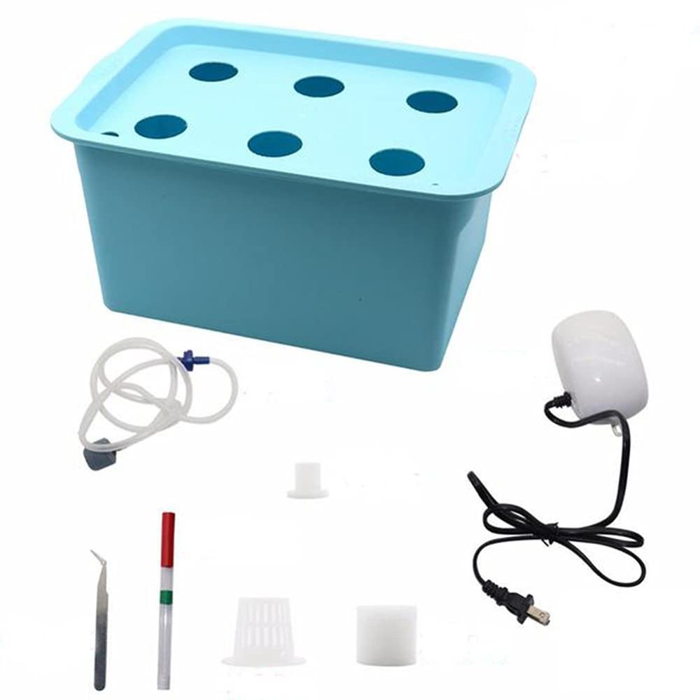 ZCBYBT Indoor Hydroponic Grow Kit Sponges Best Indoor Herb Garden Grow Fast at Home6 Holes Plant Site Hydroponic Garden Pots Planters System,B