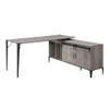 Acme Zakwani Wooden Storage Writing Desk with 2 Barn Doors in Gray Oak and Black view 1