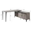 Acme Zakwani Wooden Storage Writing Desk with 2 Barn Doors in Gray Oak and Black view 3