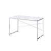 Acme Tennos Rectangular Metal Frame Writing Desk in White and Chrome view 1