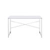 Acme Tennos Rectangular Metal Frame Writing Desk in White and Chrome view 4