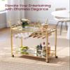 VASAGLE Bar Cart Gold, Home Bar Serving Cart, Wine Cart with 2 Mirrored Shelves, Wine Holders, Glass Holders, for Kitchen, Dining Room, Gold ULRC090A03 view 4
