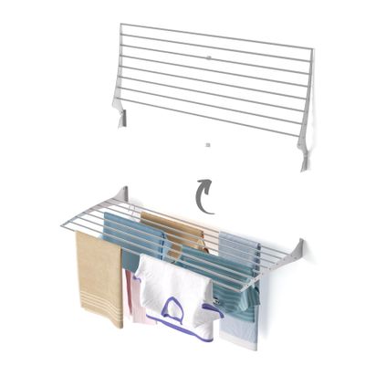foxydry Fold, Wall-Mounted Clothes Drying Rack, Vertical Folding Indoor Outdoor Clothes line in Aluminium Steel (120 cm)