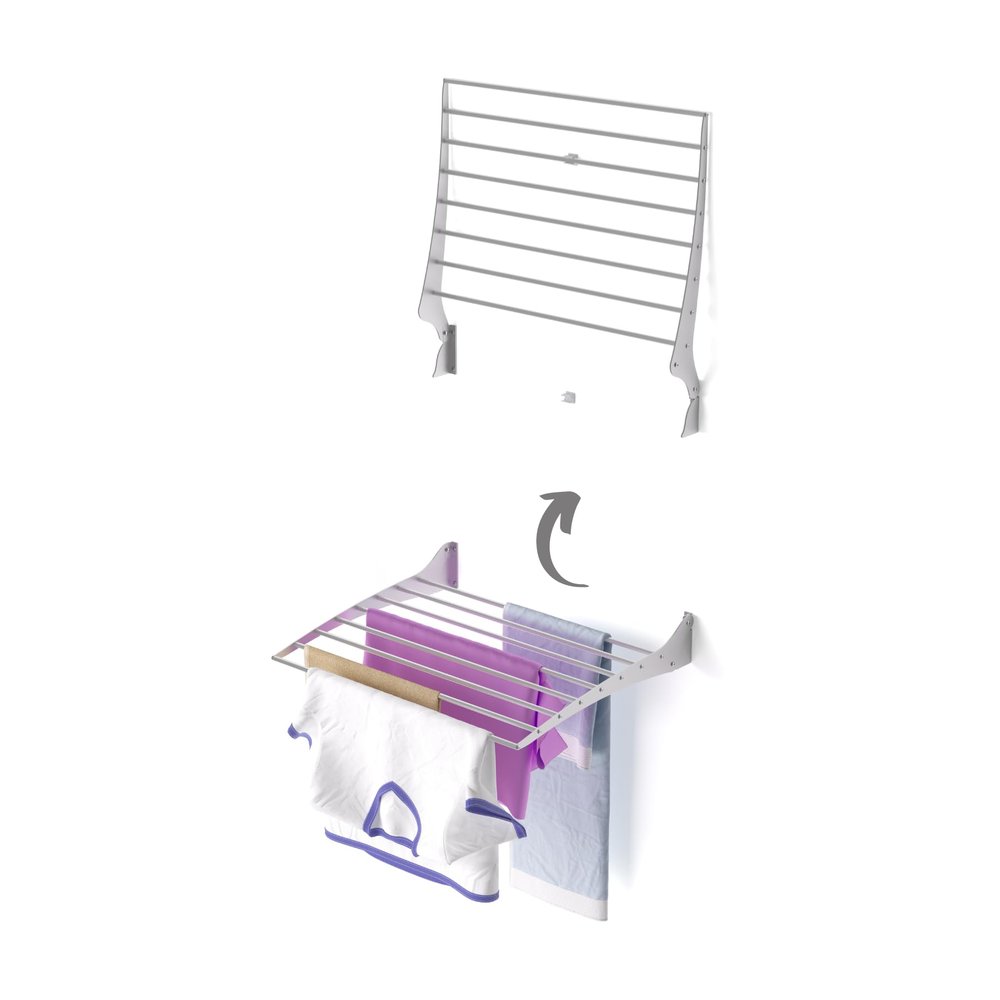 foxydry Fold, Wall-Mounted Clothes Drying Rack, Vertical Folding Indoor Outdoor Clothes line in Aluminium Steel (60 cm)