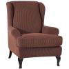 2 Piece Stretch Wing Chair Slipcover, Spandex Jacquard Wingback Chair Cover Soft Anti-Slip Armchair Slipcovers Machine Washable Chair Protectors Cover Great for Reception Living Room Hotel-Deep coffee view 1