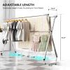 URYAN 95 Inches Clothes Drying Rack, Heavy Duty Stainless Steel Laundry Drying Rack Folding Indoor Outdoor, Portable Drying Rack Clothing, Blanket Rack Clothesline with 20 Windproof Hooks view 3