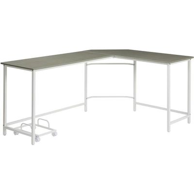 Acme Bambina Wooden Top Computer Desk with Computer Holder in Gray and White