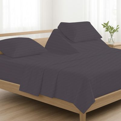 4 Pcs Luxury Split Top Queen 100% Egyptian Cotton 800 Thread Count (Adjustable, Flex Top Queen Size) Split Down 39" inches Sheets for Sleep Number Bed 15" Inch Pocket - Dark Grey Stripe