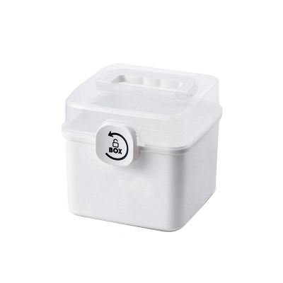 YOUPIN Transparent wooden storage box with clasp handle and cover Smallsquarewhite