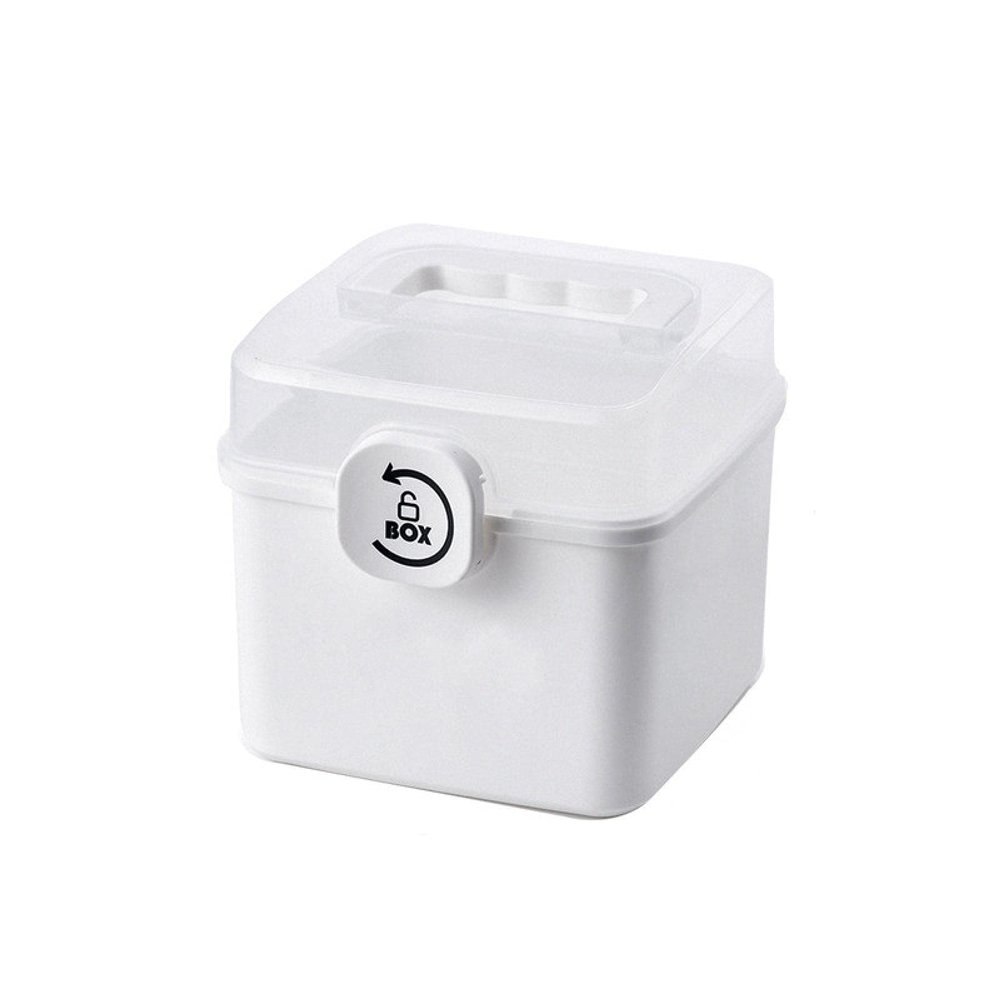 YOUPIN Transparent wooden storage box with clasp handle and cover Smallsquarewhite