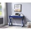 Acme NALO Wooden 1-Drawer Writing Desk with X-Shaped Base in Twilight Blue view 2