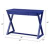 Acme NALO Wooden 1-Drawer Writing Desk with X-Shaped Base in Twilight Blue view 3