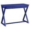 Acme NALO Wooden 1-Drawer Writing Desk with X-Shaped Base in Twilight Blue view 4