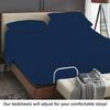 4 Pcs Luxury Split Top Queen 100% Egyptian Cotton 800 Thread Count (Adjustable, Flex Top Queen Size) Split Down 28" inches Sheets for Sleep Number Bed 15" Inch Pocket - Navy Blue Stripe view 4