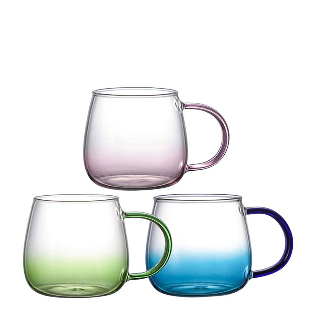 12 oz Unbreakable Premium Drinking Glasses - Set of 3 - Gradient Color cup coffee cup milk cup juice creative heat resistant tea cup - Perfect for Gifts