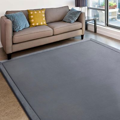 MICRODRY Memory Foam Area Rug for Living Room, Microfiber Rug with Built in Rug Pad, Fade & Stain Resistant Carpet for Living Room, Kids Room, and Bedroom, 5'x7', Medium Grey