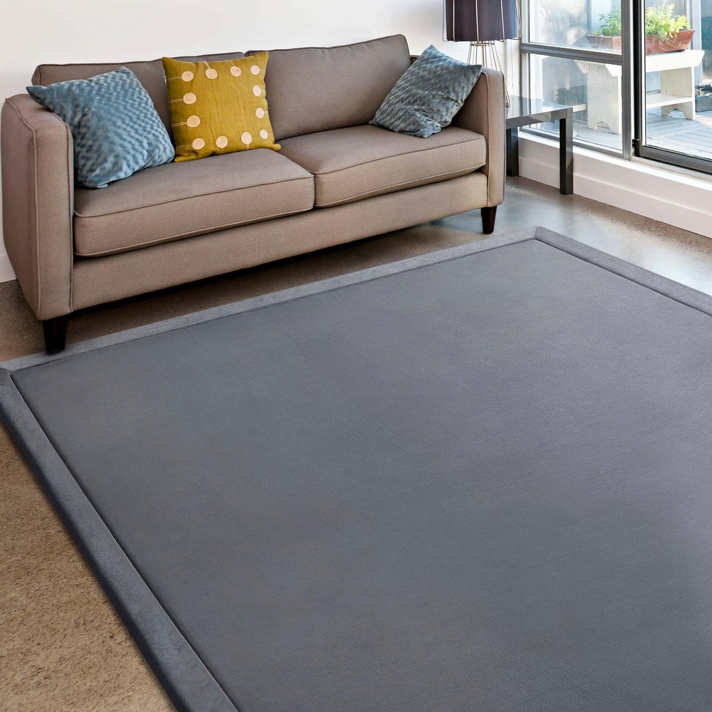 MICRODRY Memory Foam Area Rug for Living Room, Microfiber Rug with Built in Rug Pad, Fade & Stain Resistant Carpet for Living Room, Kids Room, and Bedroom, 5'x7', Medium Grey