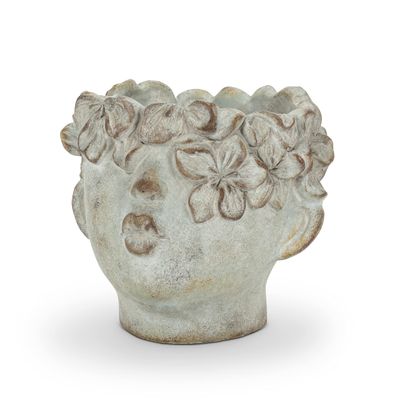Abbott Collection 27-BACI-041-SM Small Kissing Face Planter, Grey