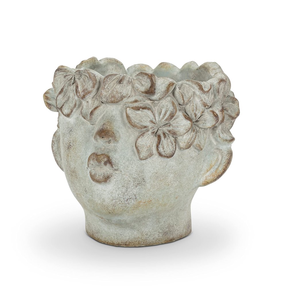 Abbott Collection 27-BACI-041-SM Small Kissing Face Planter, Grey