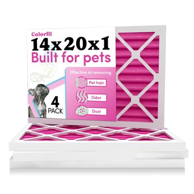 Colorfil 14x20x1 Air Filter (4-Pack) | Made in the USA | Color Changing | Remove Cat and Dog Odor | MERV 8 for Pet Hair Dander and Dust | 13.5"x19.5"x0.75" Exact Size