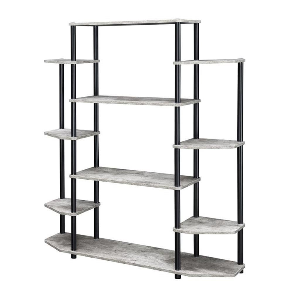Convenience Concepts Designs2Go No Tools Wall Unit Bookshelf 47.25" - Contemporary Storage Shelves for Display, 10 Spacious Shelves for Modern Living Room, Office, Den, Faux Birch/Black