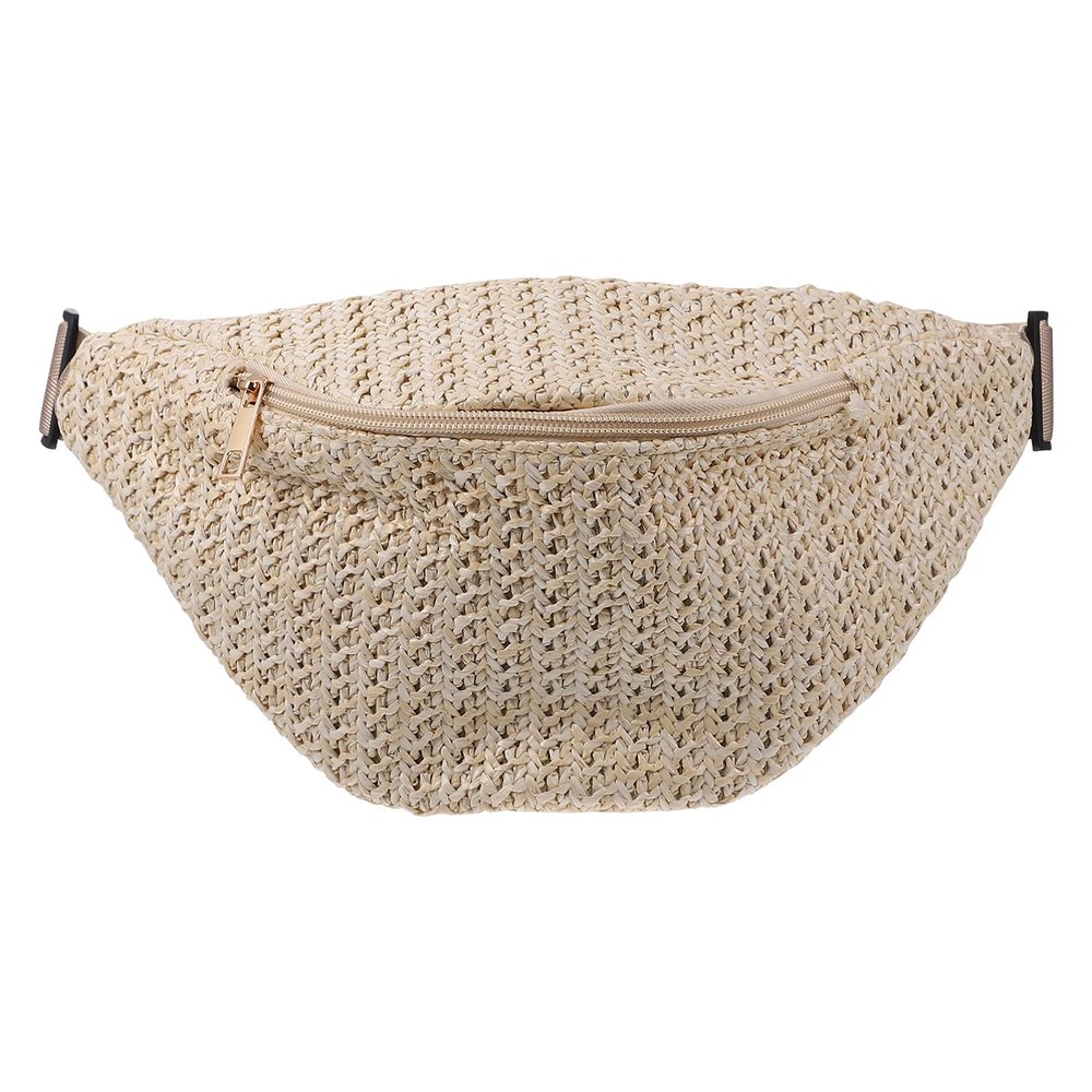 kids fanny pack boys for waist girls packs women hiking boy men white funny festival bag crossbody- Summer Waist Bag Imitation Straw- Woven Chest Pouch Cross- body