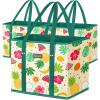 BALEINE 3Pk Reusable Grocery Bags, Foldable Shopping Bags for Groceries with Reinforced Bottom & Handles (Hawaiian Brunch) view 1