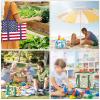 BALEINE 3Pk Reusable Grocery Bags, Foldable Shopping Bags for Groceries with Reinforced Bottom & Handles (Hawaiian Brunch) view 2