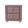 Acme Upholstered NIGHTSTAND 17''L x 17''W x 17''H 2-Drawer Storage Accent Table Side Table End Table for Bedroom Living Room Office, Wood, No Assembly Required, Pink Fabric view 1