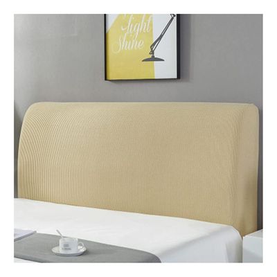 Bed Headboard Cover Dustproof Stretch Bed Head Protector Cover Washable Removable Solid Color Protective Cover Decor for Bedroom (Color : Beige, Size : 2.0m)