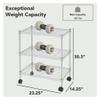 3 Tier Wire Shelving Unit Storage Rack, Metal Heavy Duty Utility Organizers, Organization Units for Metal Shelves, Pantry, Garage, Laundry Racks Durable Shelf Stand, 14"W x 24"L x 30"H, Chrome view 3